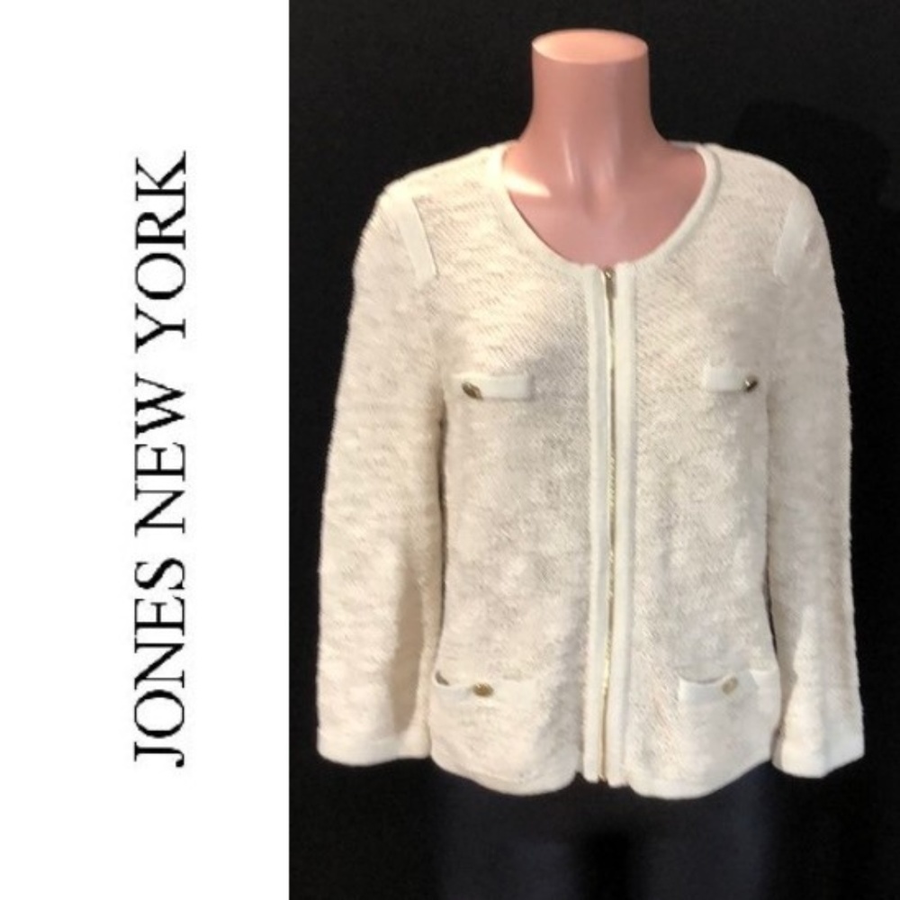 NWT JONES NEWYORK Tweed Collarless Blazer Jacket